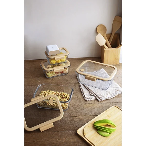 4 boîtes de conservation sous vide 460 ml, 800 ml, 1200 ml et 1900 ml et pompe sous vide Pebbly