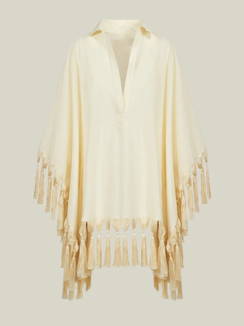 Exquisite Fringe Trim Shirt & Wide-Leg Pants Two-Piece Set