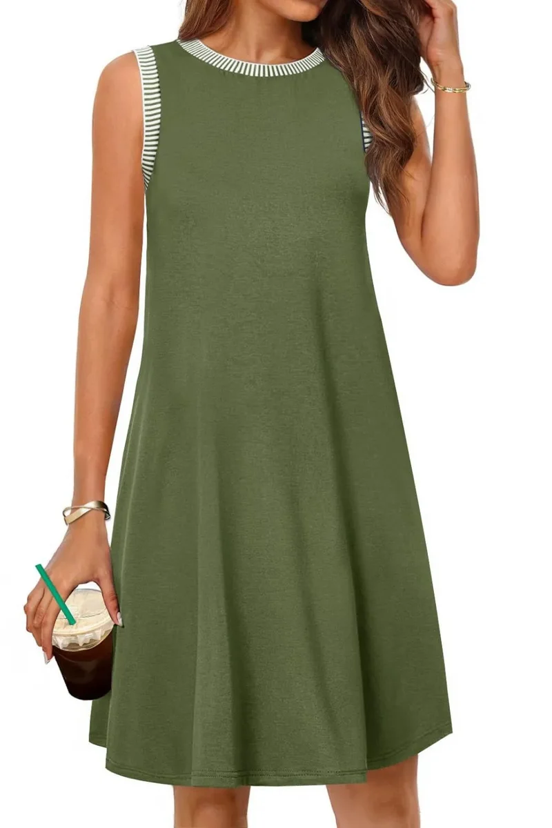 Robe mini débardeur sans manches à col rond