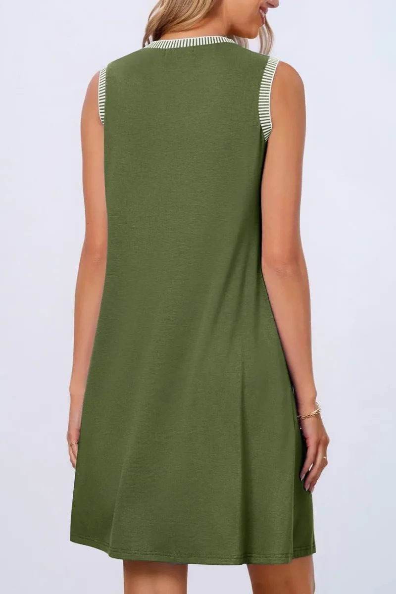 Robe mini débardeur sans manches à col rond