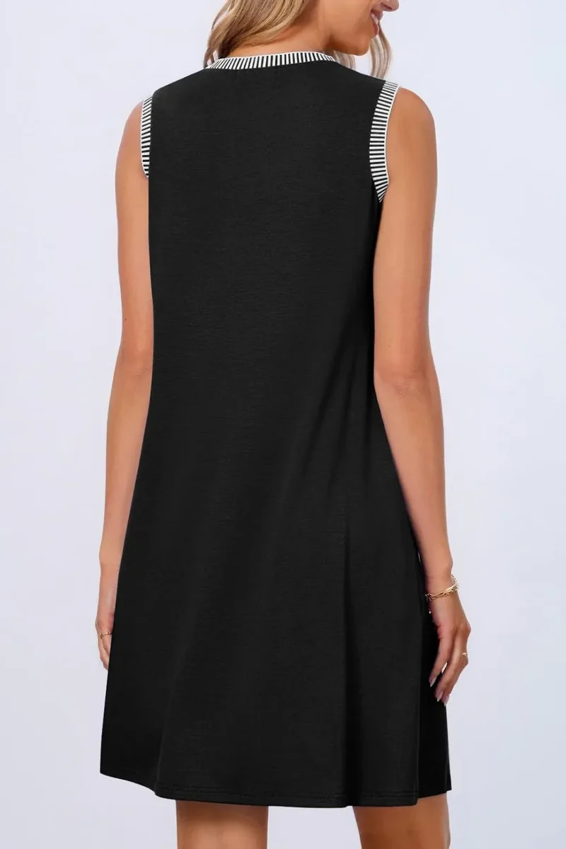 Robe mini débardeur sans manches à col rond