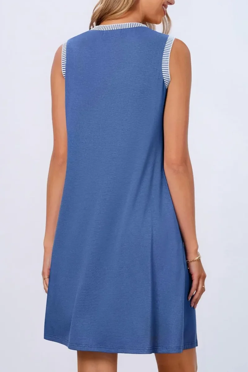 Robe mini débardeur sans manches à col rond