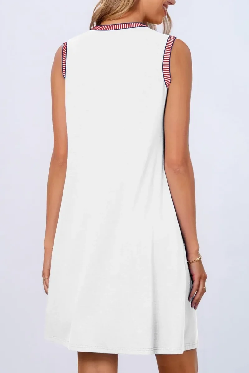 Robe mini débardeur sans manches à col rond
