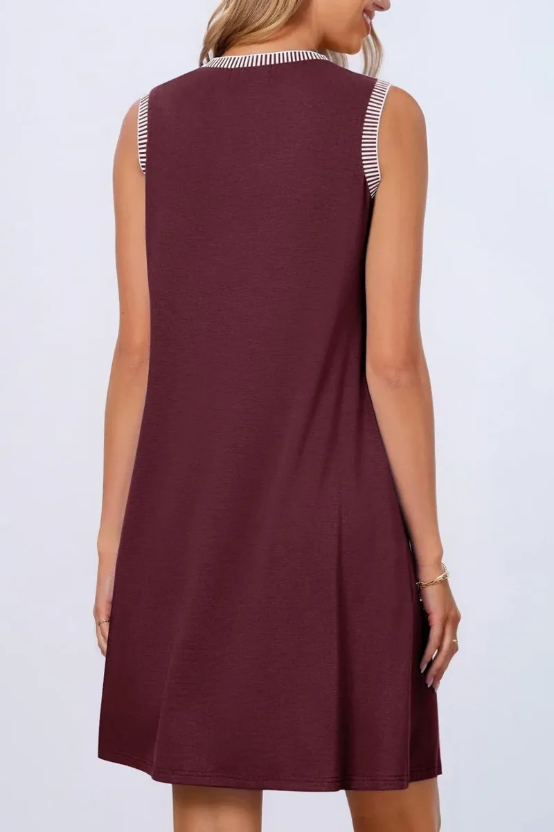 Robe mini débardeur sans manches à col rond