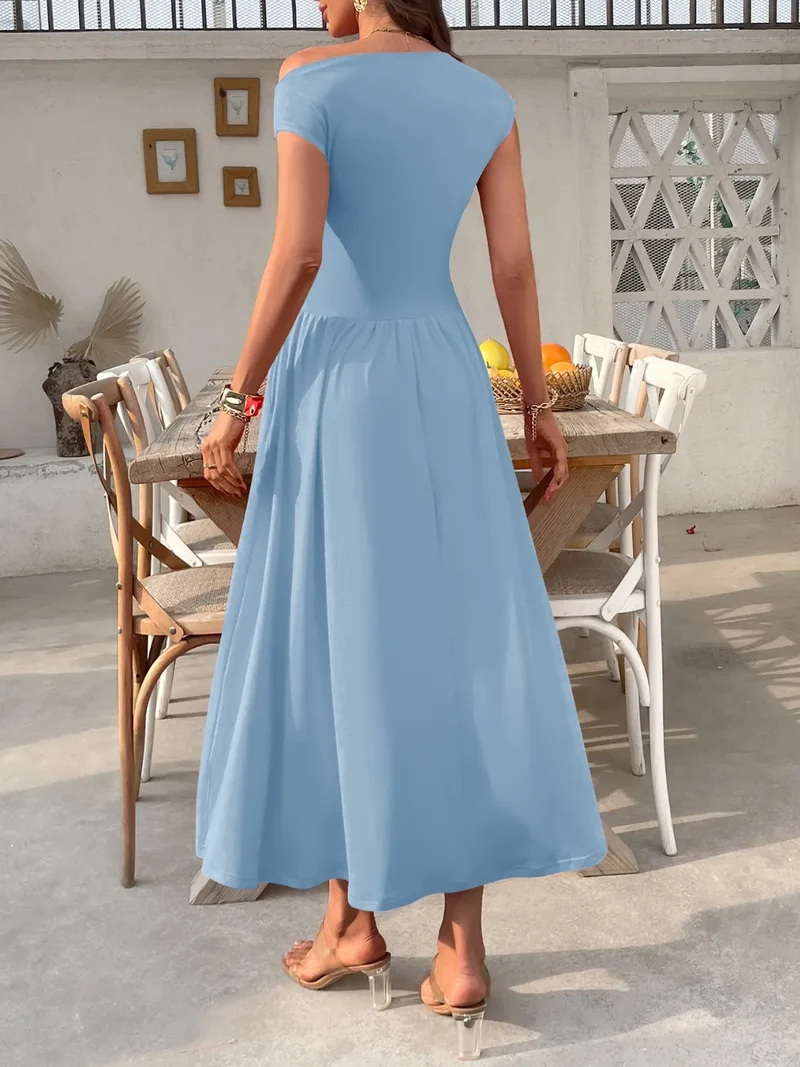 Robe midi à une épaule avec poches