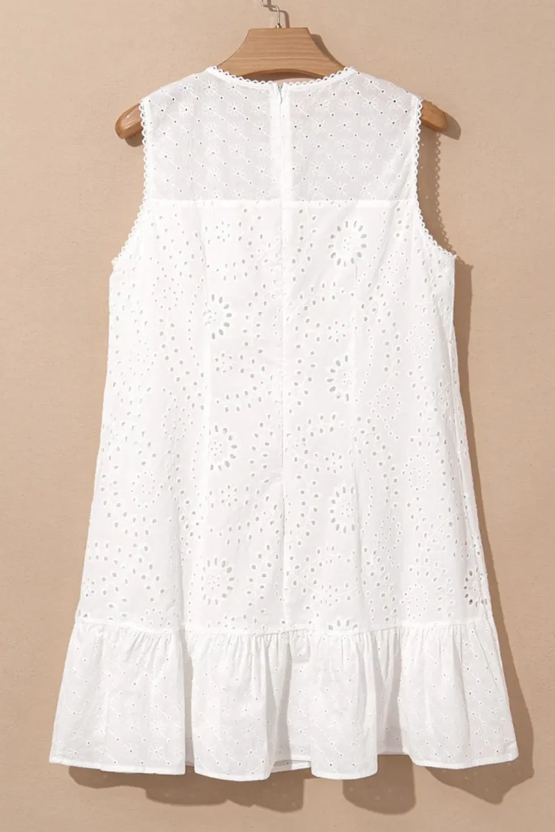 Robe droite sans manches brodée de fleurs à œillets
