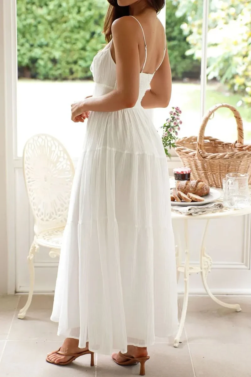 Robe camisole froncée à dos froncé
