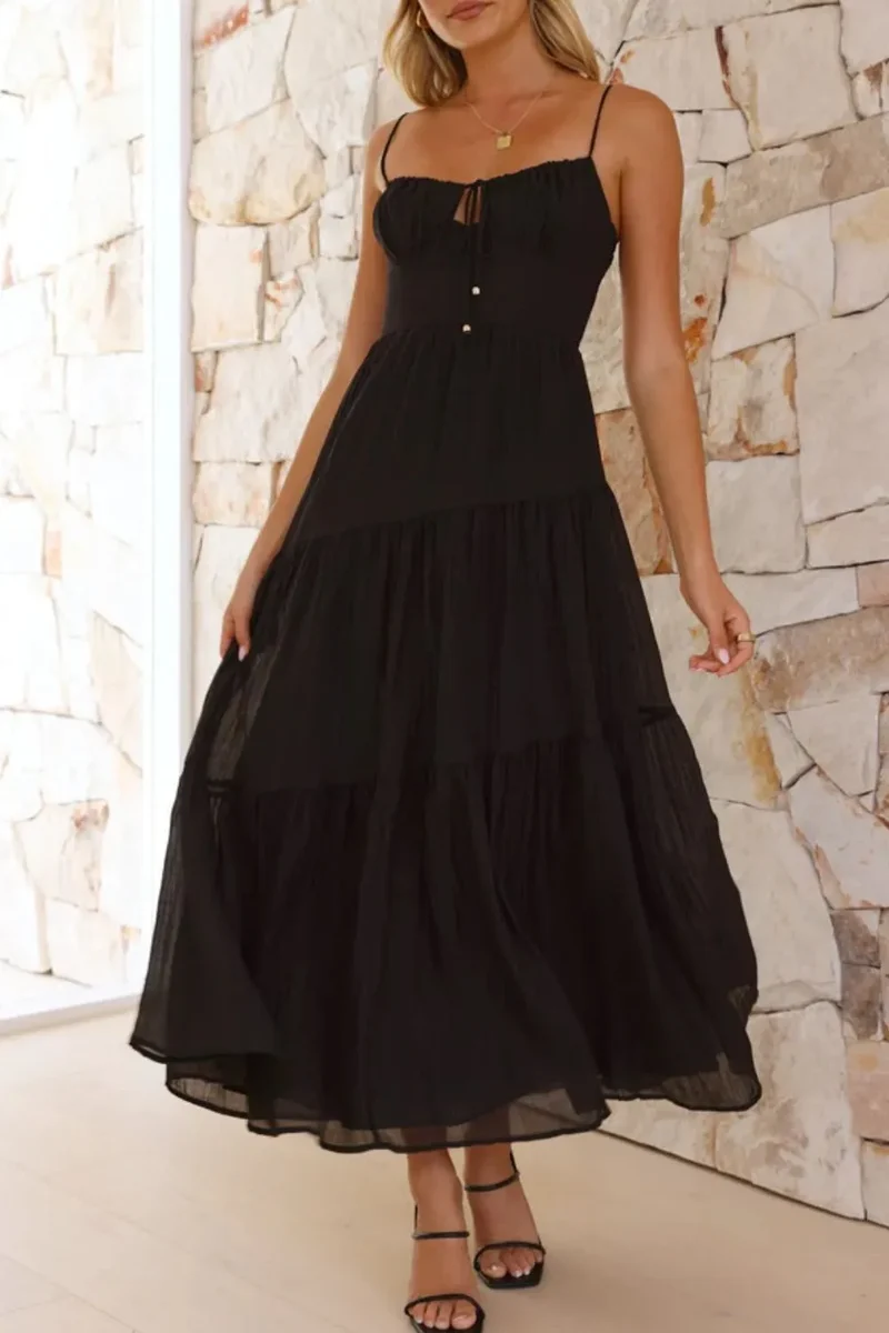 Robe camisole froncée à dos froncé