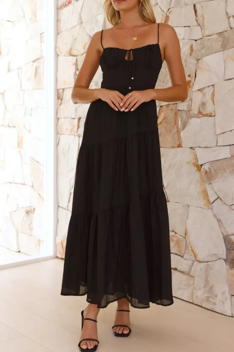 Robe camisole froncée à dos froncé