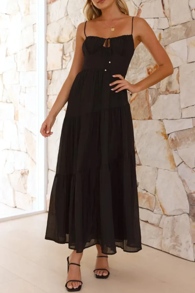 Robe camisole froncée à dos froncé