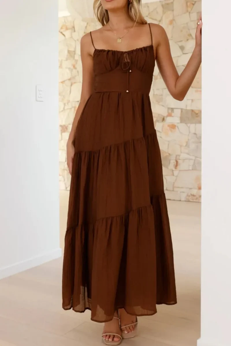 Robe camisole froncée à dos froncé