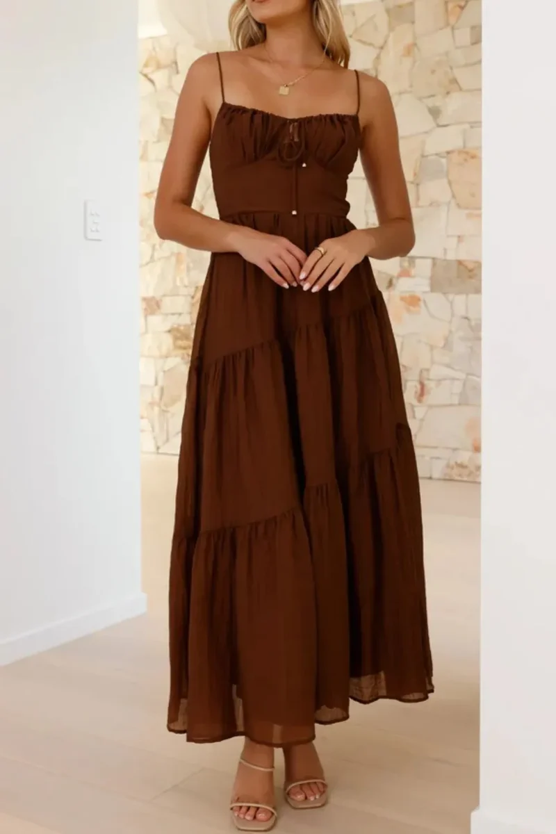Robe camisole froncée à dos froncé
