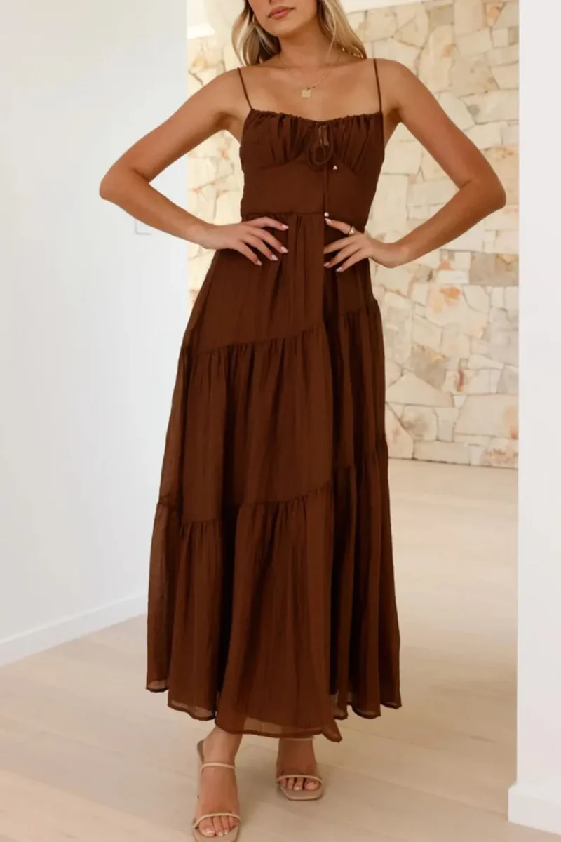 Robe camisole froncée à dos froncé