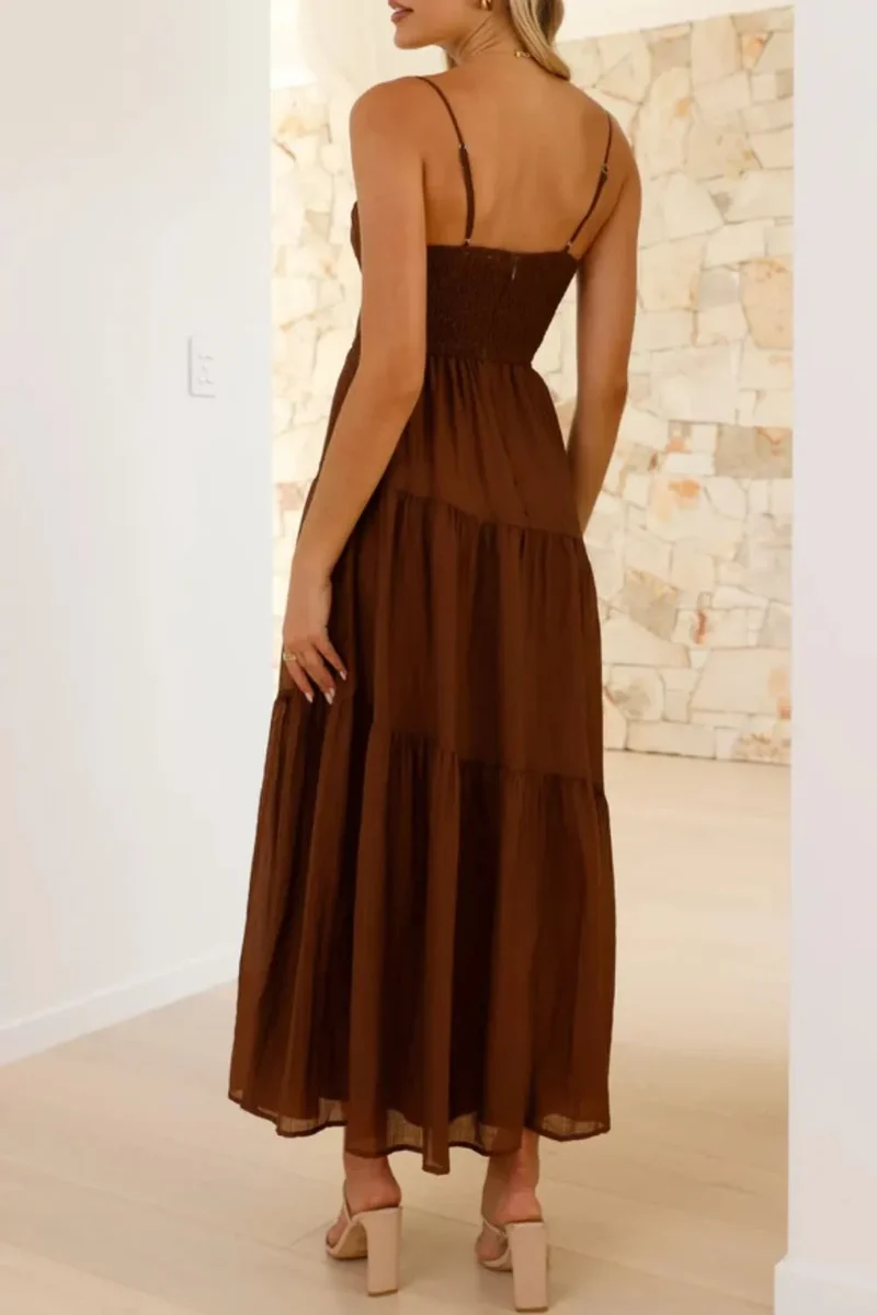 Robe camisole froncée à dos froncé