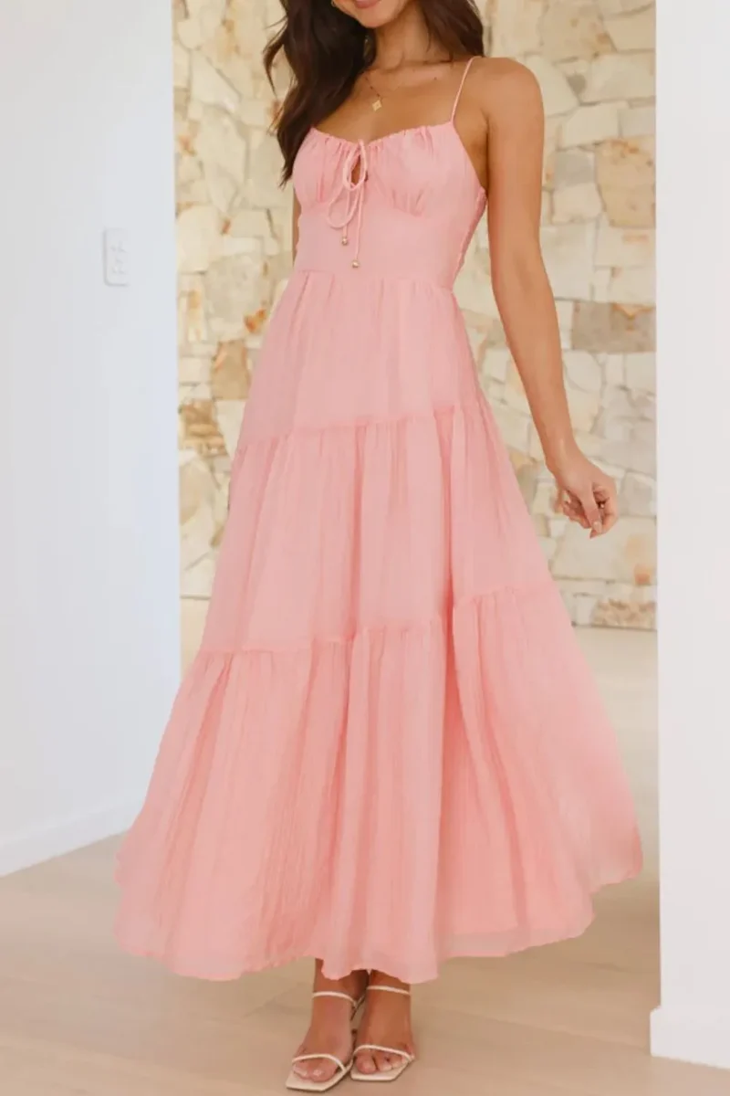 Robe camisole froncée à dos froncé