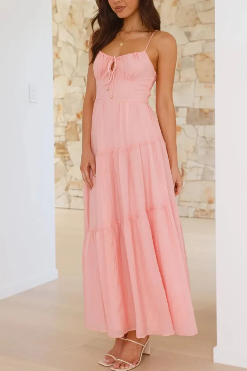 Robe camisole froncée à dos froncé