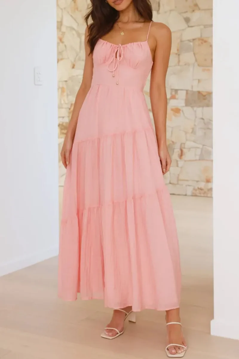 Robe camisole froncée à dos froncé