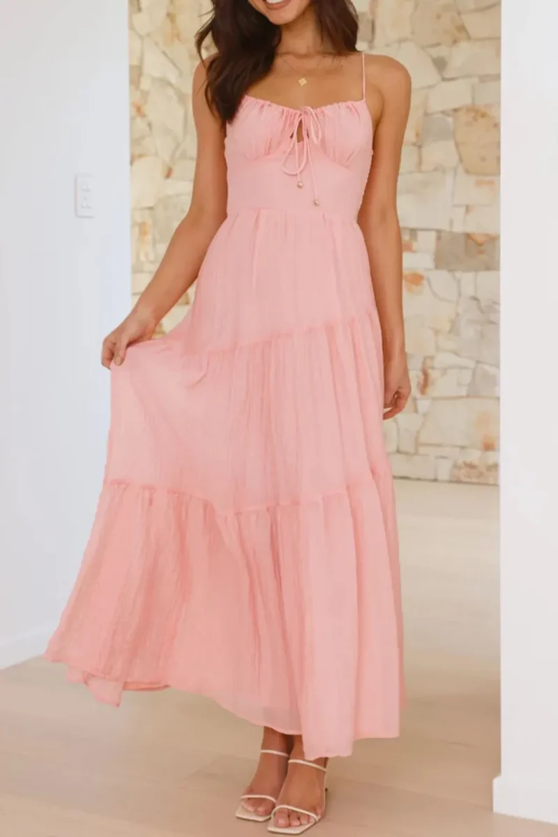 Robe camisole froncée à dos froncé