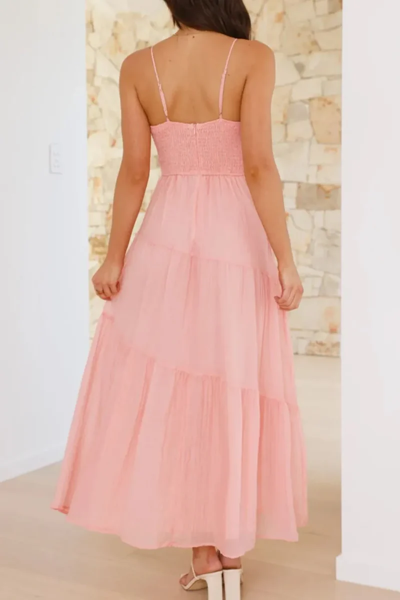 Robe camisole froncée à dos froncé