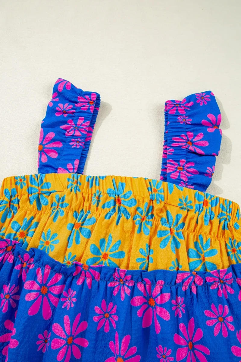 Débardeur fluide à bretelles flottantes et à imprimé floral