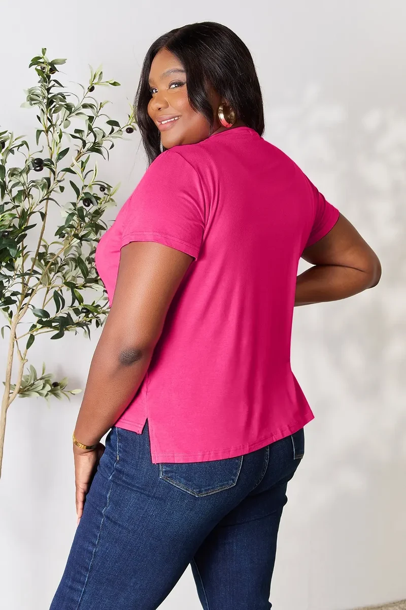 Basic Bae T-shirt à manches courtes et col rond pleine taille