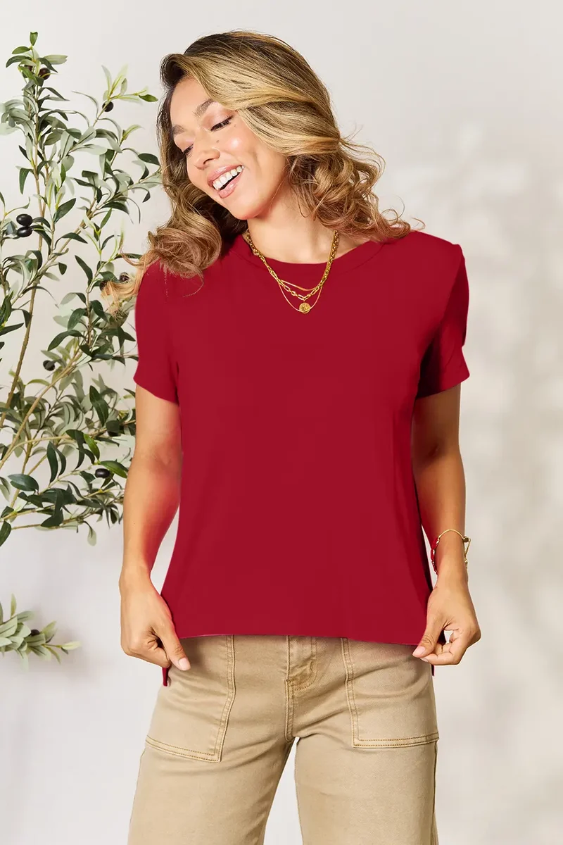 Basic Bae T-shirt à manches courtes et col rond pleine taille