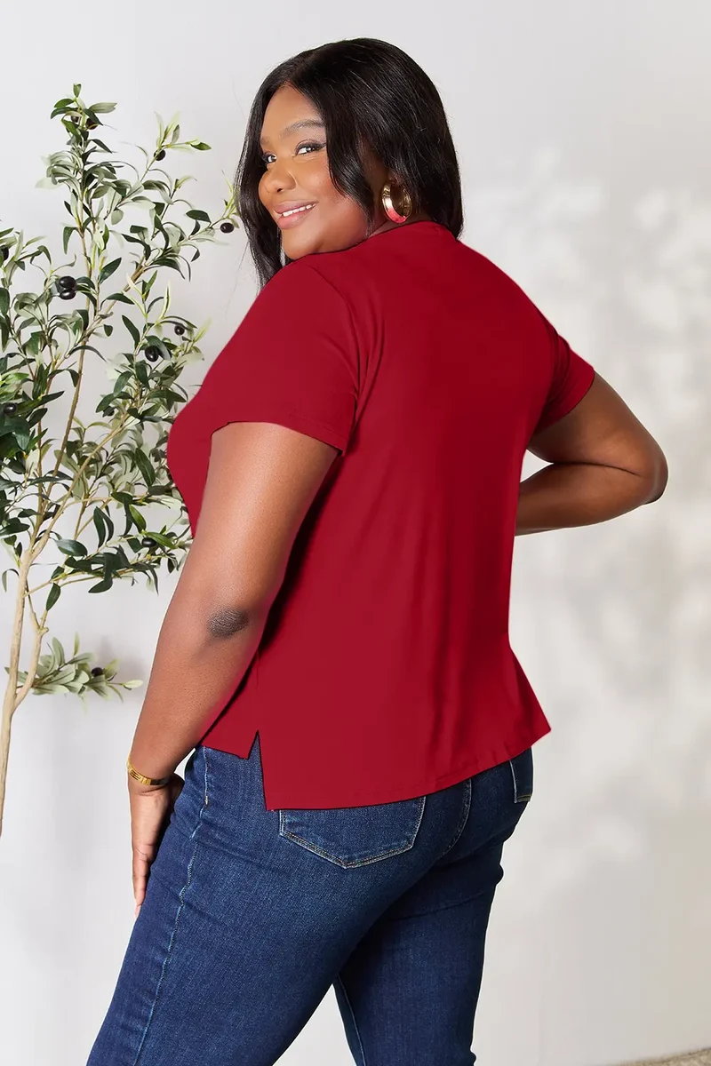 Basic Bae T-shirt à manches courtes et col rond pleine taille