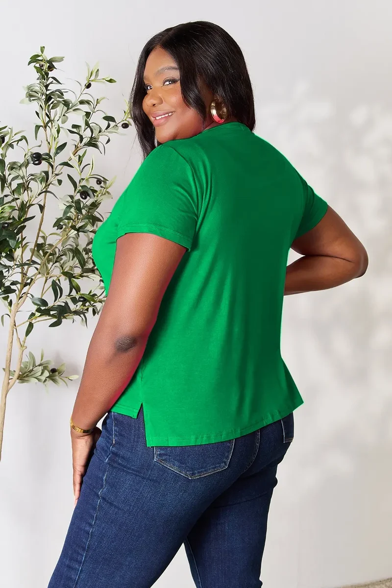 Basic Bae T-shirt à manches courtes et col rond pleine taille