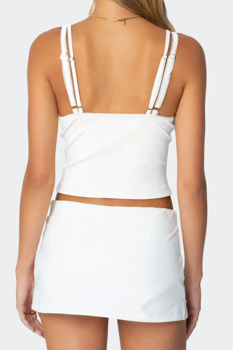 Camisole à col en V et détails en dentelle