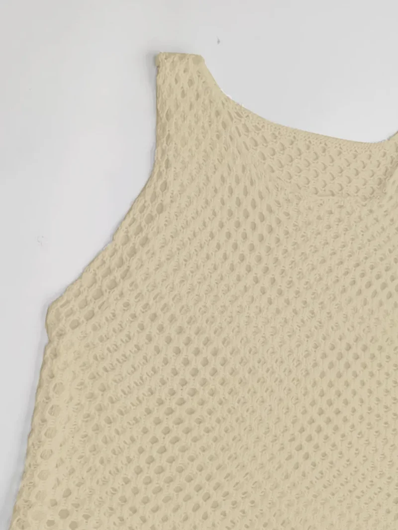 Cache-maillot sans manches avec ourlet à pompons et découpes