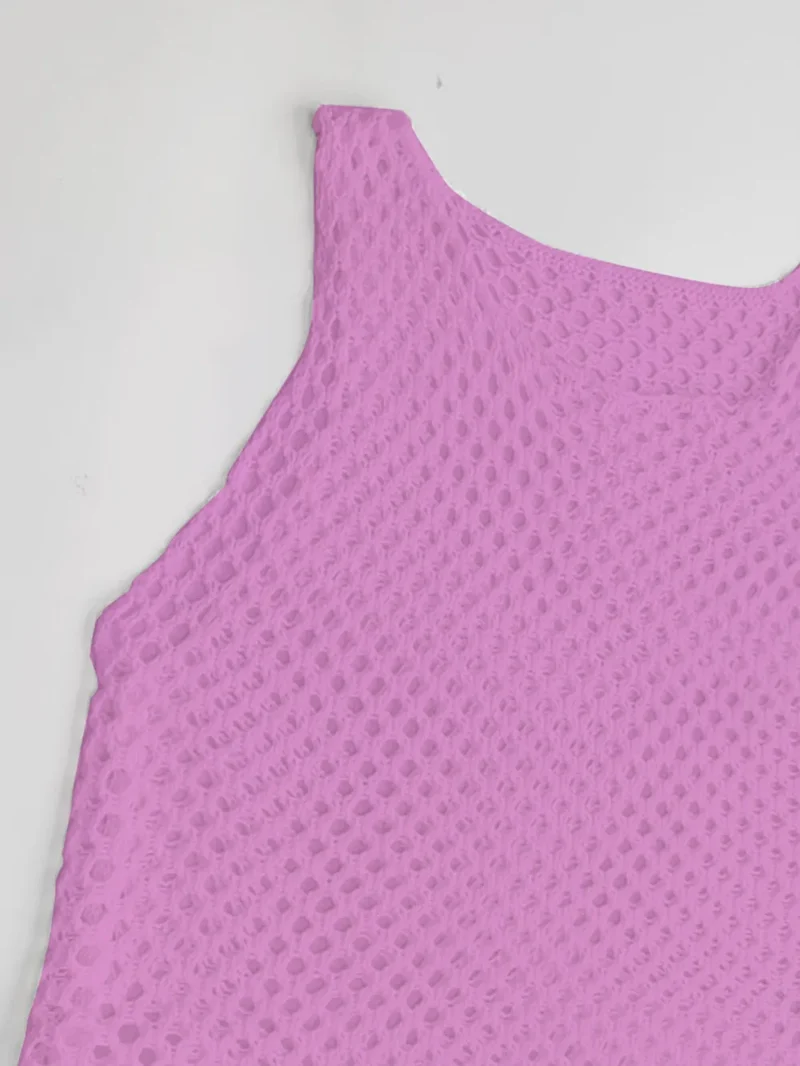 Cache-maillot sans manches avec ourlet à pompons et découpes