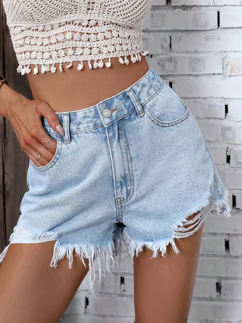 Short en jean à ourlet brut