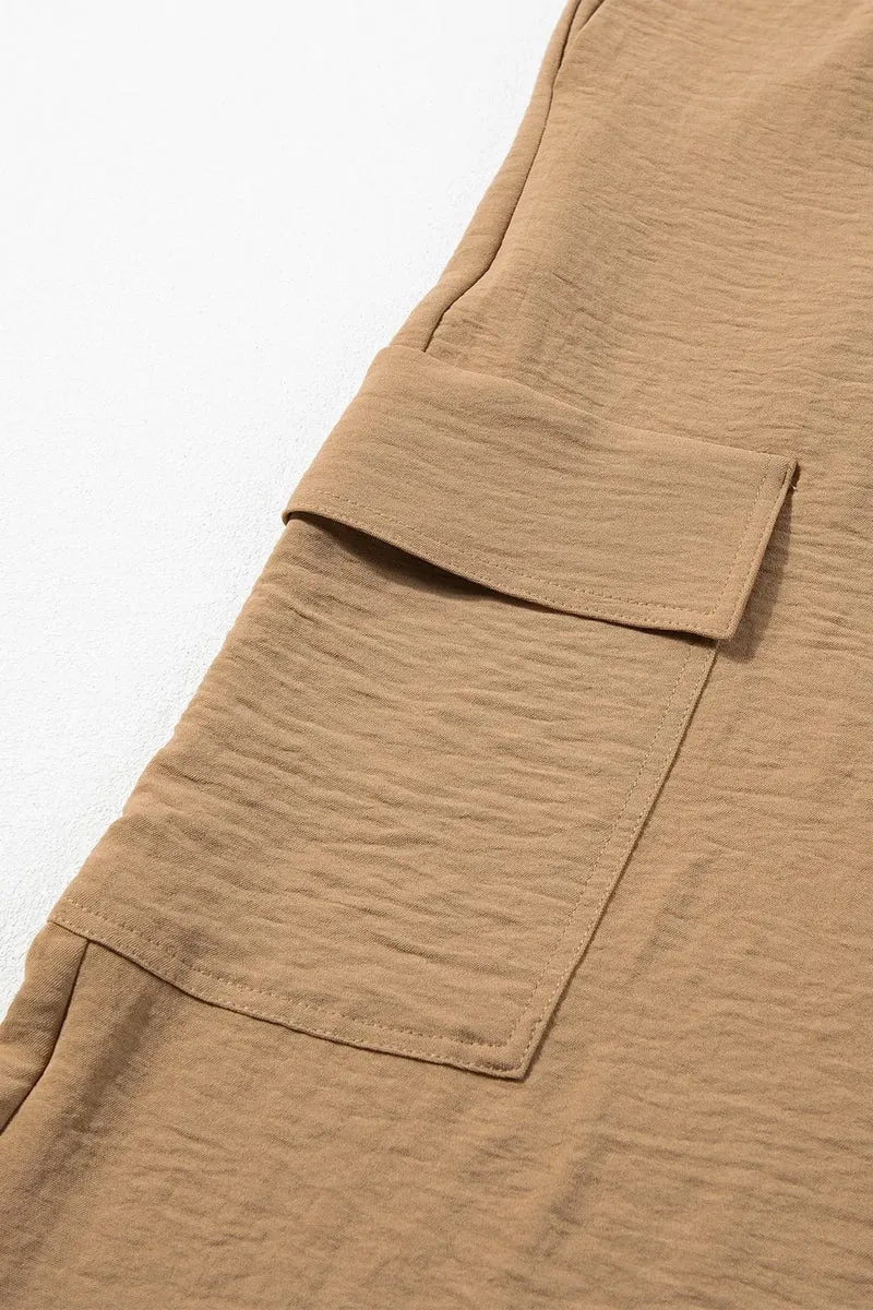 Pantalon utilitaire à jambes larges avec cordon de serrage et taille à volants