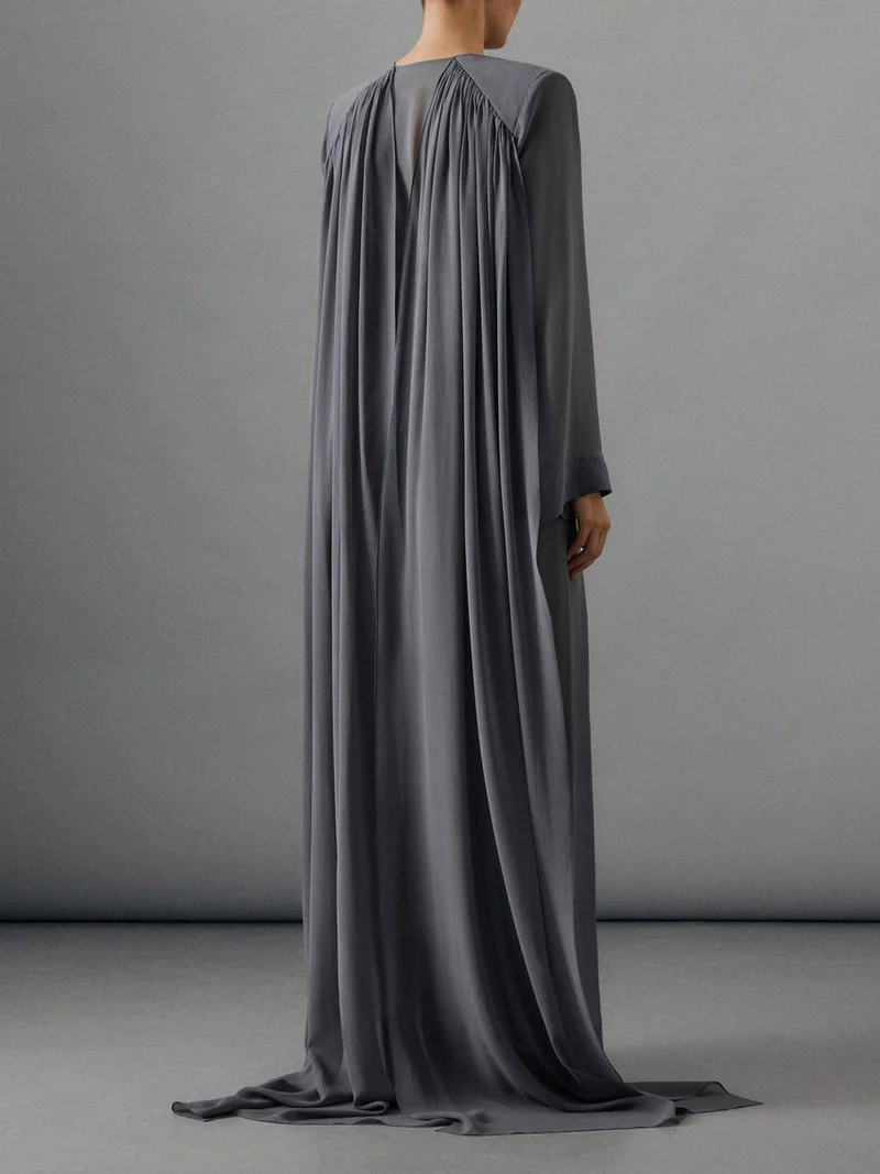 Elegant Draped Chiffon Shirt & Wide Leg Pants Two-Piece Set