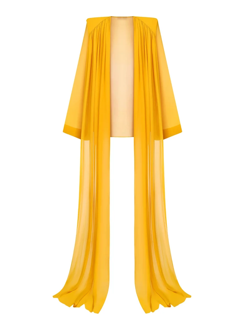 Elegant Draped Chiffon Shirt & Wide Leg Pants Two-Piece Set