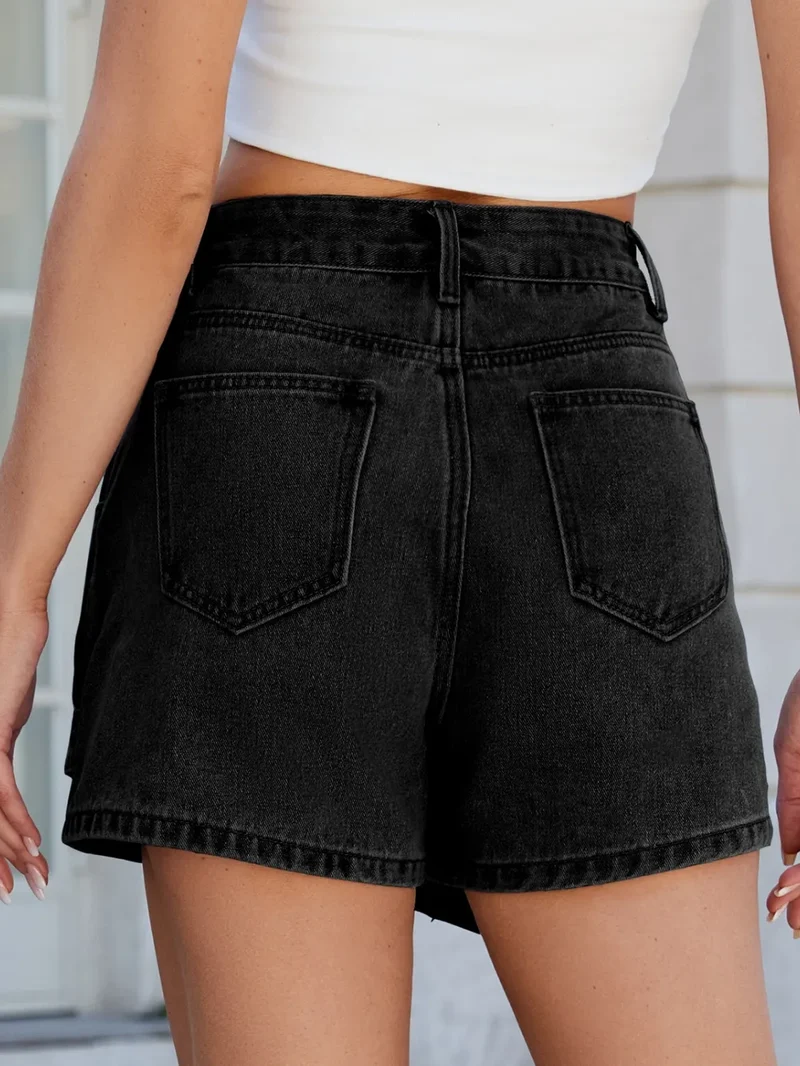 Jupe-short asymétrique en jean avec poches