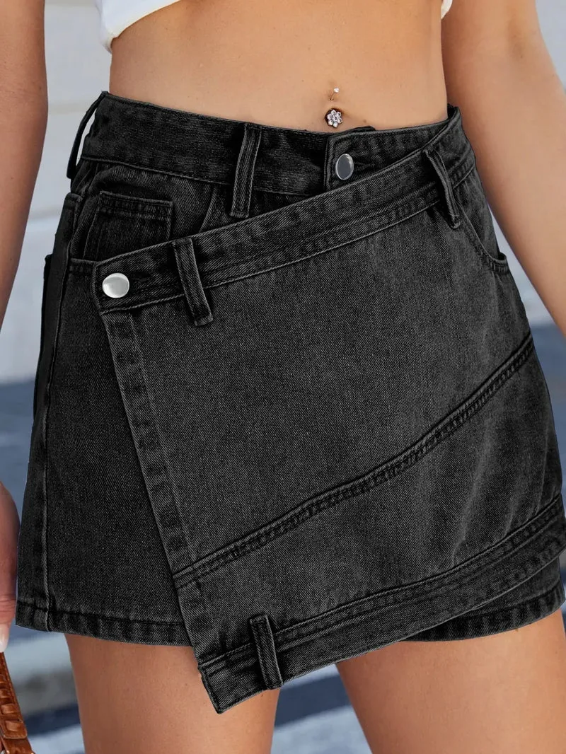 Jupe-short asymétrique en jean avec poches