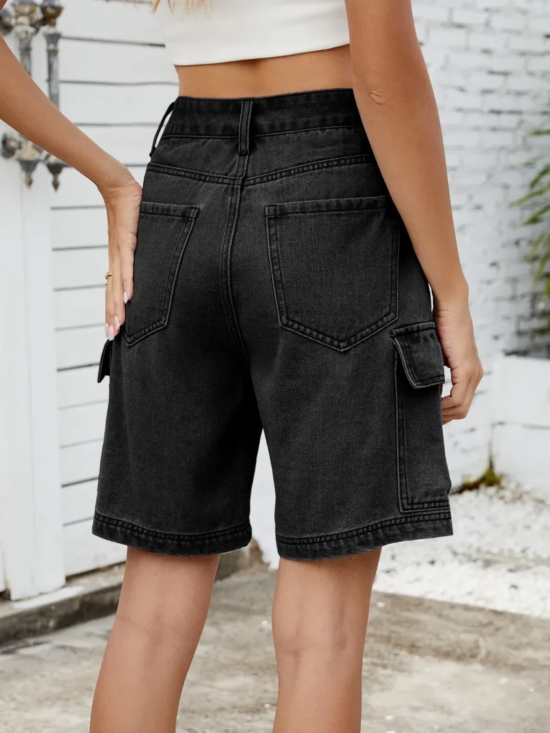 Short en jean taille haute avec poches cargo