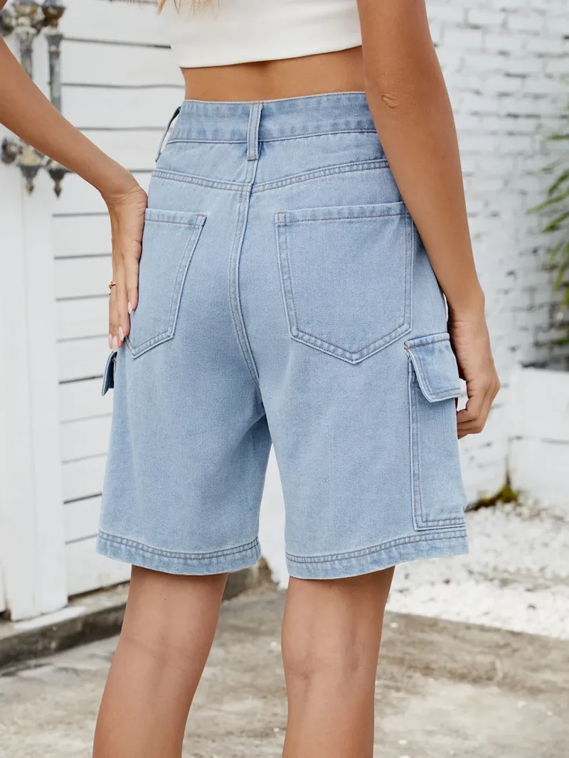 Short en jean taille haute avec poches cargo