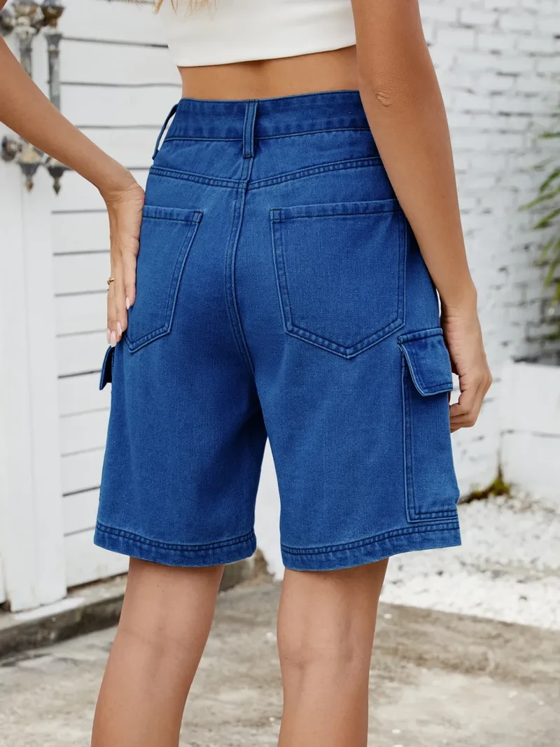Short en jean taille haute avec poches cargo