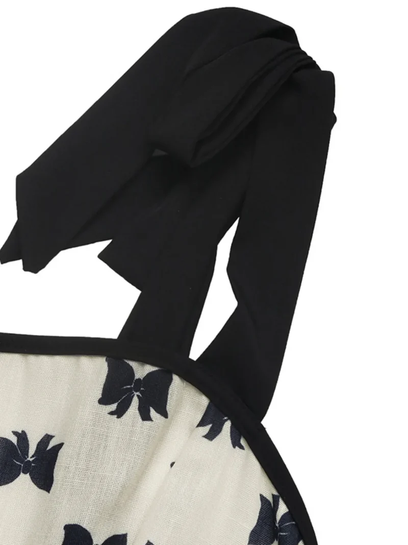 Robe à imprimé nœud et épaules nouées