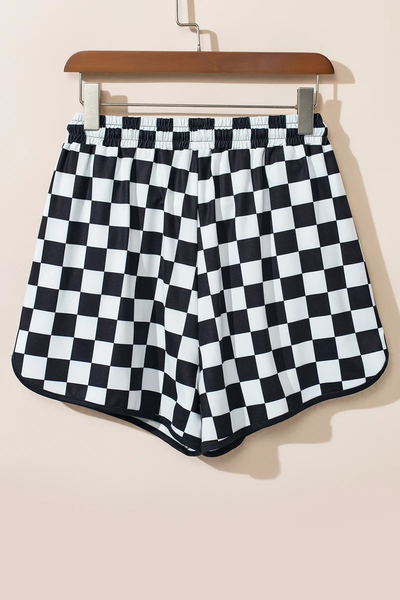 Short à carreaux avec cordon de serrage et poches