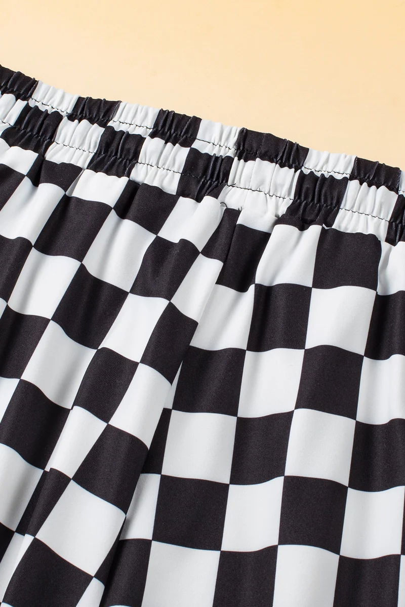 Short à carreaux avec cordon de serrage et poches