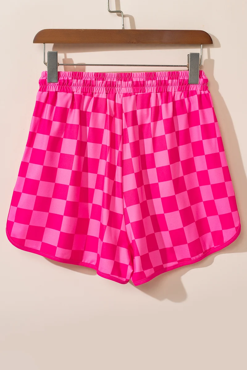 Short à carreaux avec cordon de serrage et poches