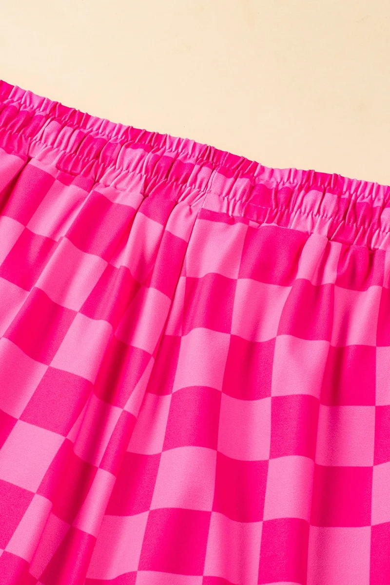 Short à carreaux avec cordon de serrage et poches