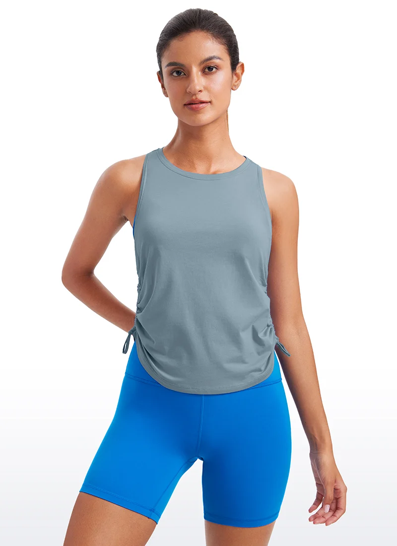 Pima Cotton Racerback Ruched Side Tank