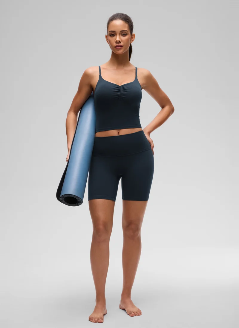 Butterluxe V Neck Ruched Built in Bra Tank