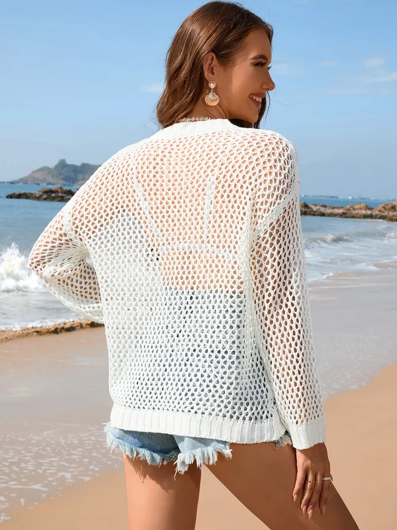 Cache-maillot à manches longues ajouré en forme de cœur