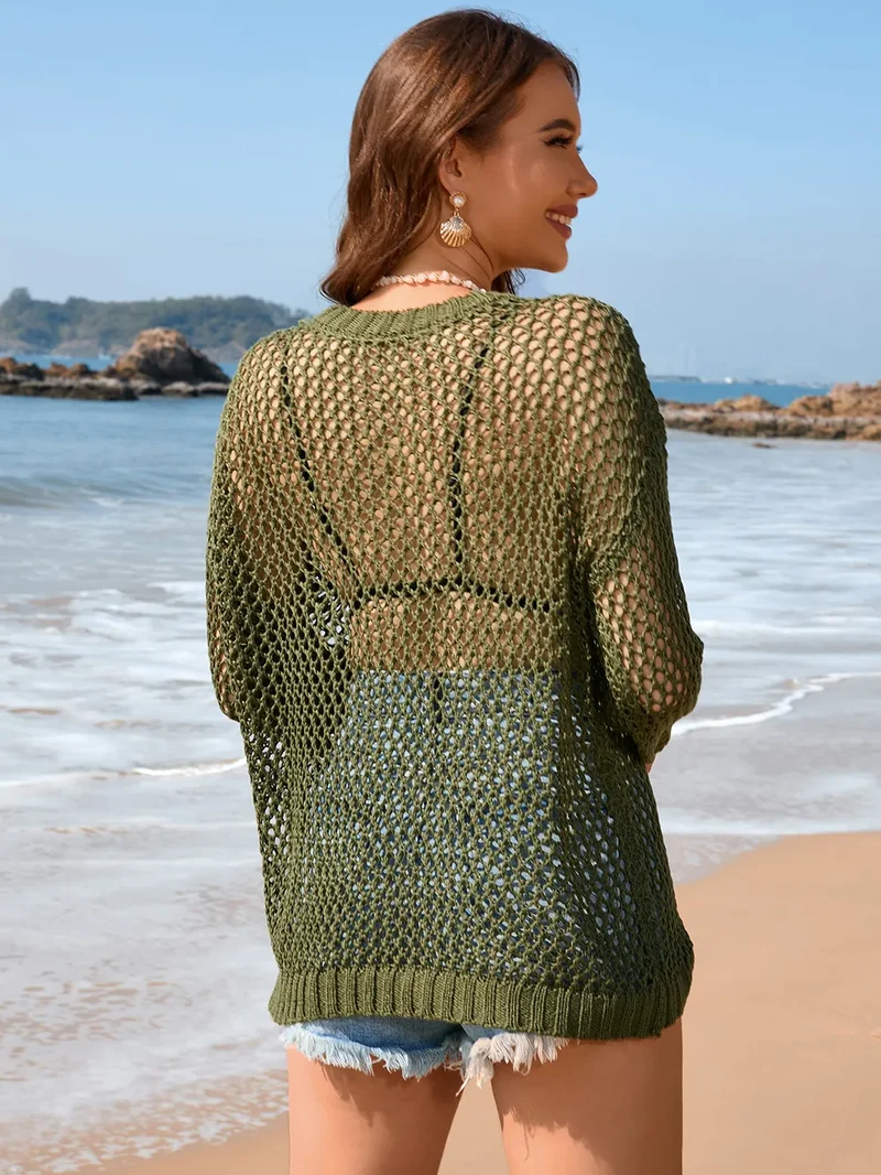 Cache-maillot à manches longues ajouré en forme de cœur