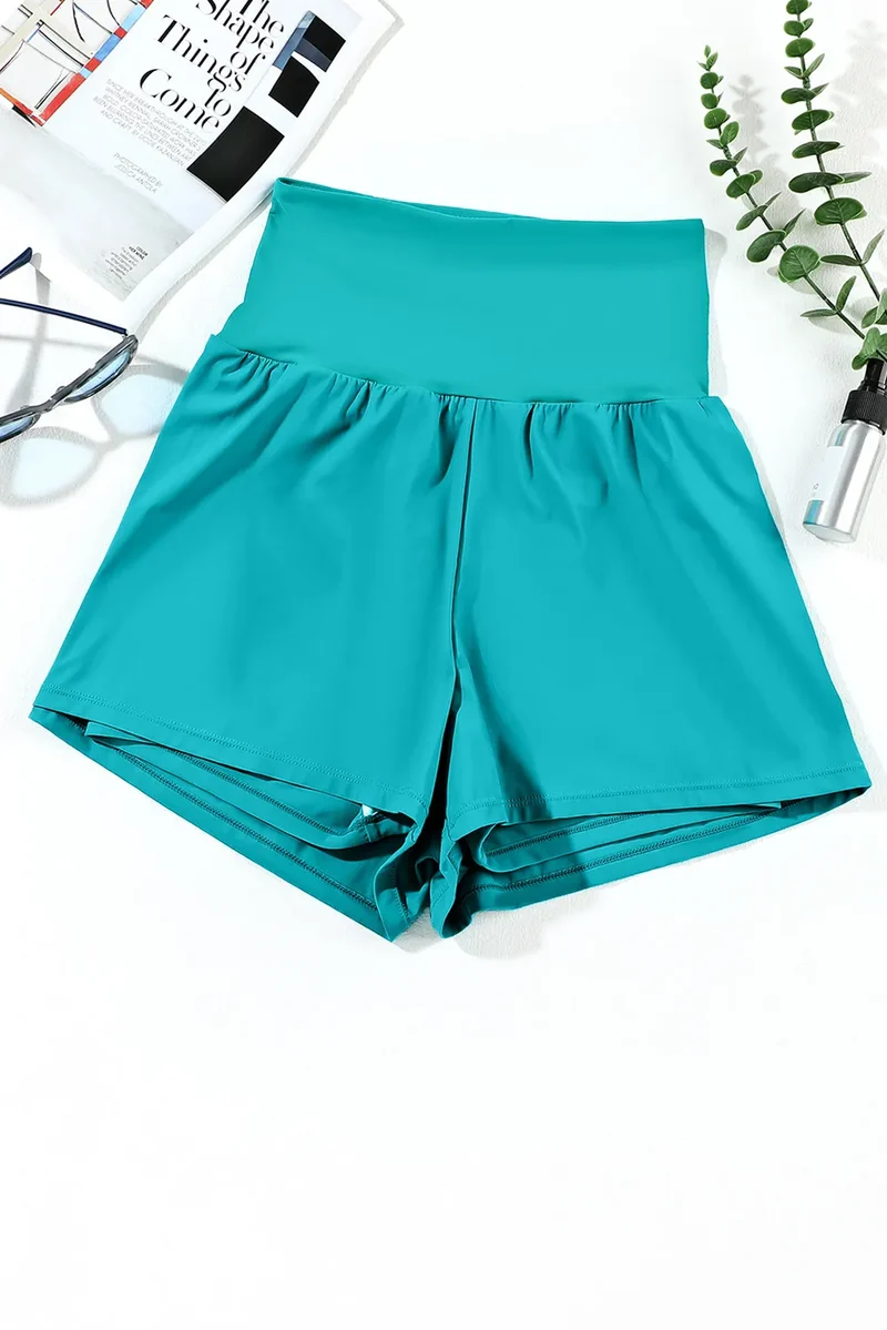 Short de bain taille haute à poches